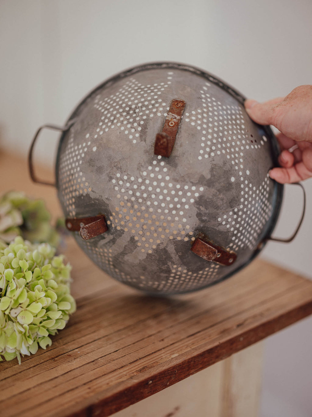 Vintage 7 Star Aluminum Colander with Star Pattern