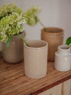 Antique Large Ribbed Stoneware Jam Jar