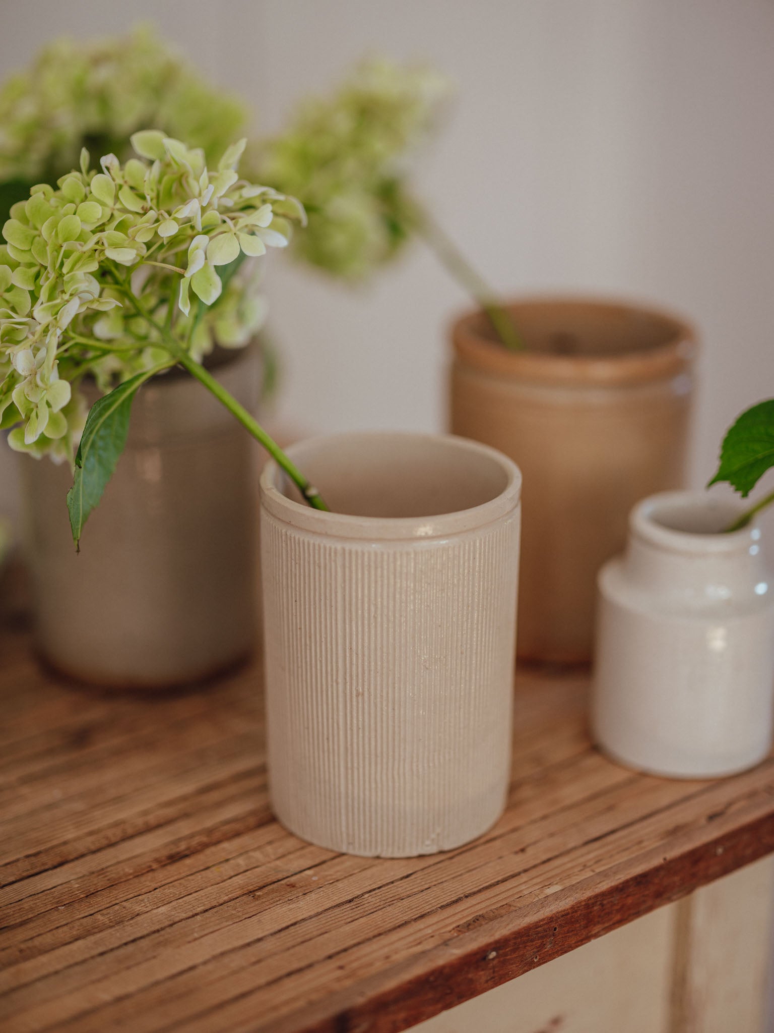 Antique Large Ribbed Stoneware Jam Jar