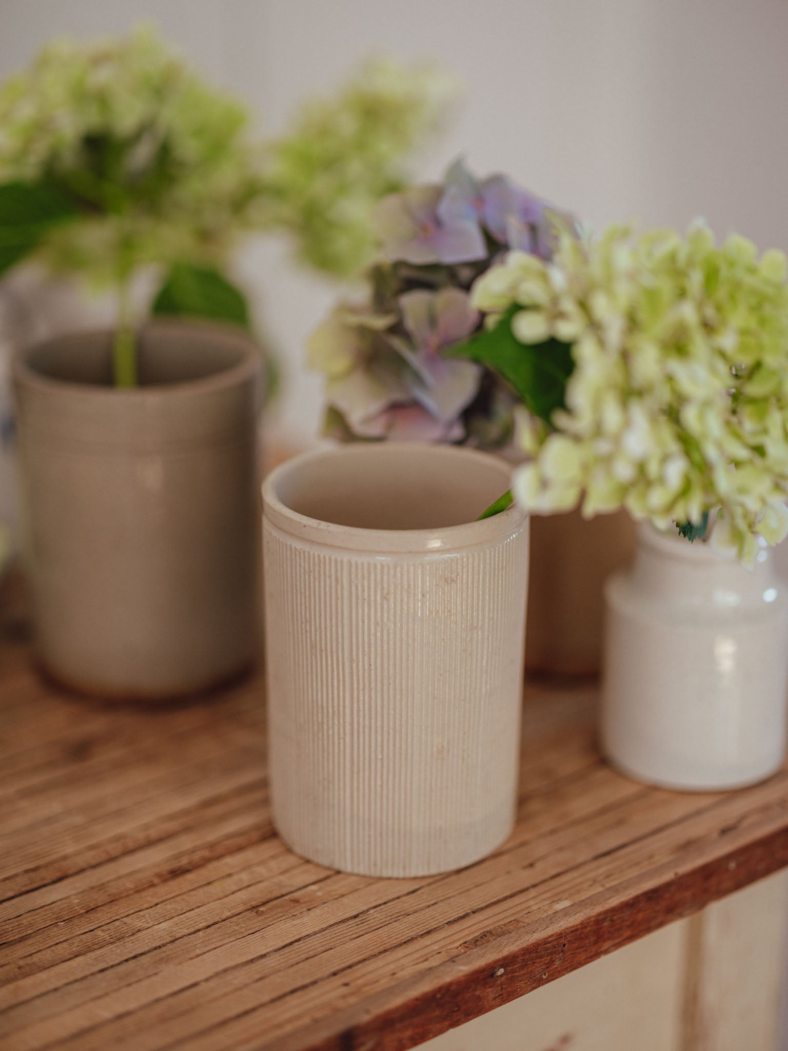 Antique Large Ribbed Stoneware Jam Jar