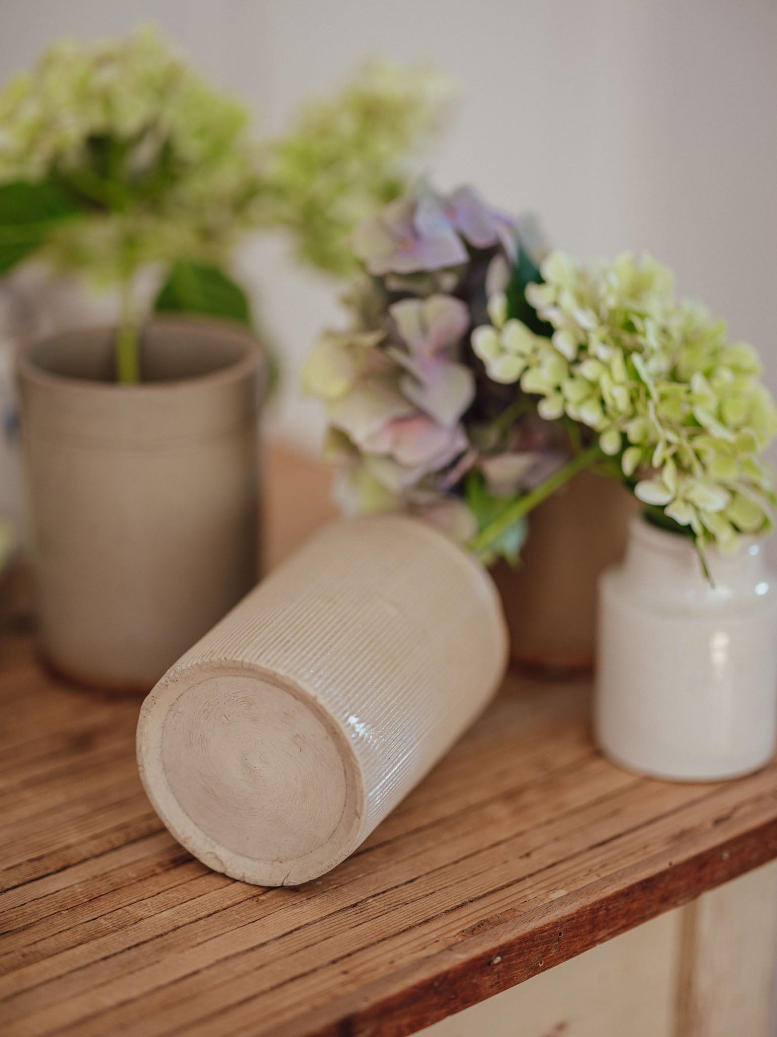 Antique Large Ribbed Stoneware Jam Jar
