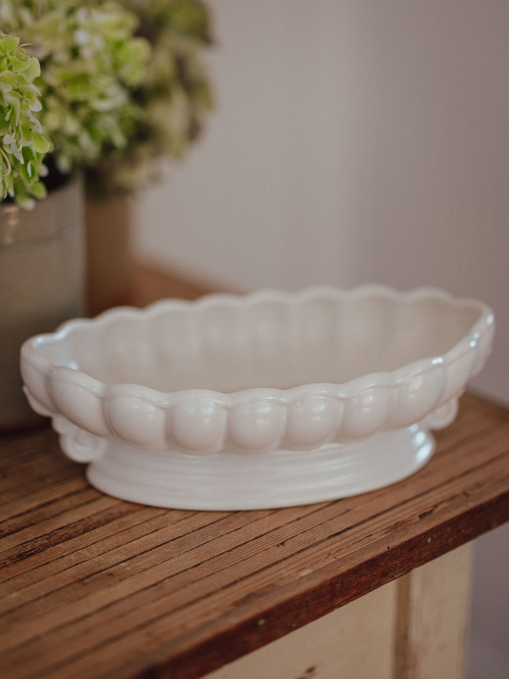 Vintage Titian Pottery White Scroll Vase | Made in NZ