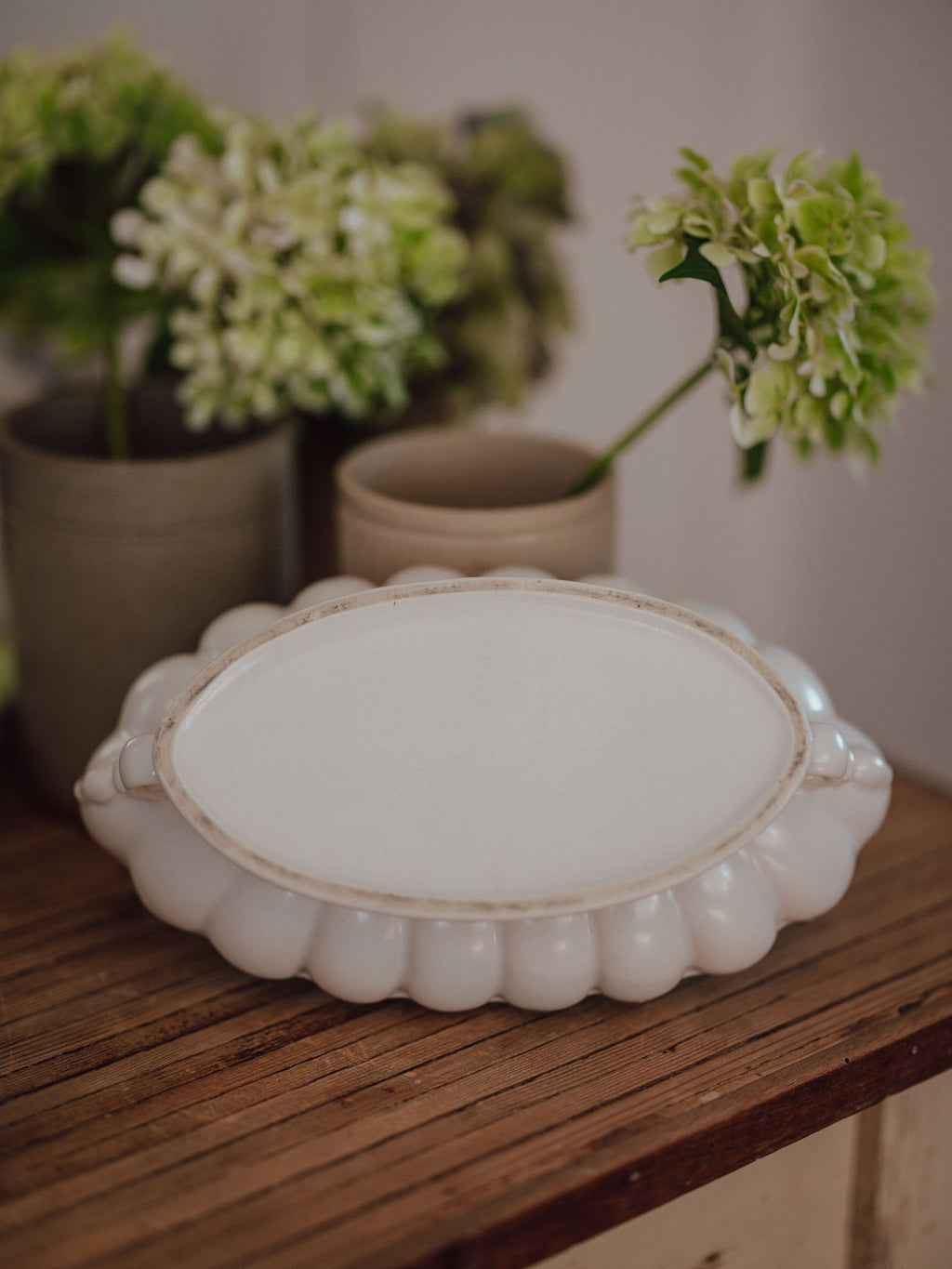 Vintage Titian Pottery White Scroll Vase | Made in NZ