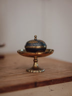 Vintage Etched Brass Pedestal Dish with Scalloped Base