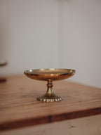 Vintage Etched Brass Pedestal Dish with Scalloped Base