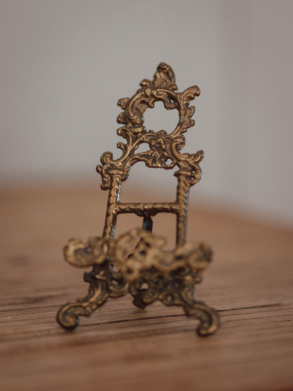 Vintage Ornate Brass Display Easel | Scrollwork Detail