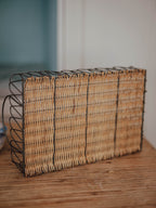 Vintage Metal and Cane Serving Tray