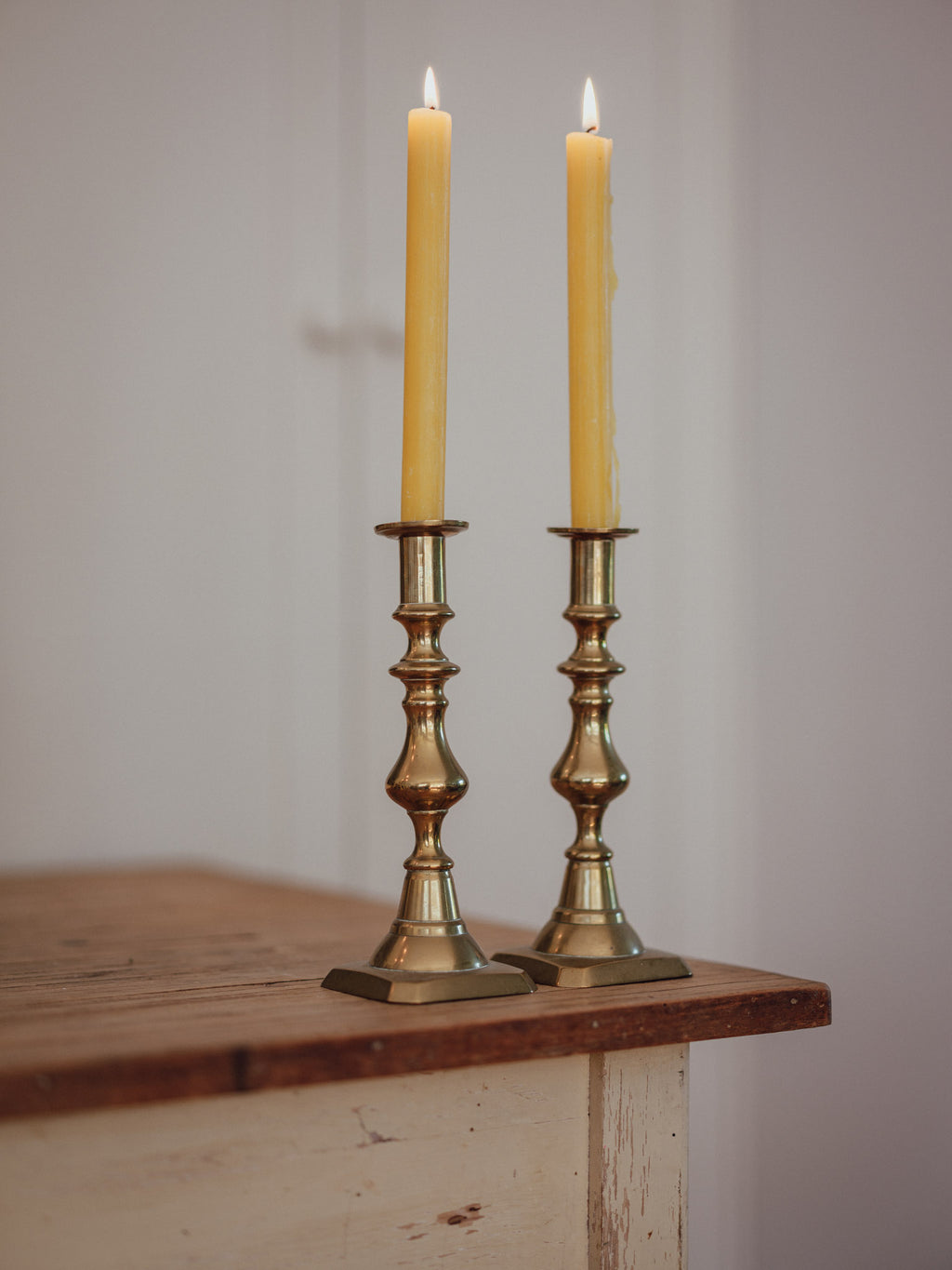 Vintage Solid Brass Candlestick Holders | Pair