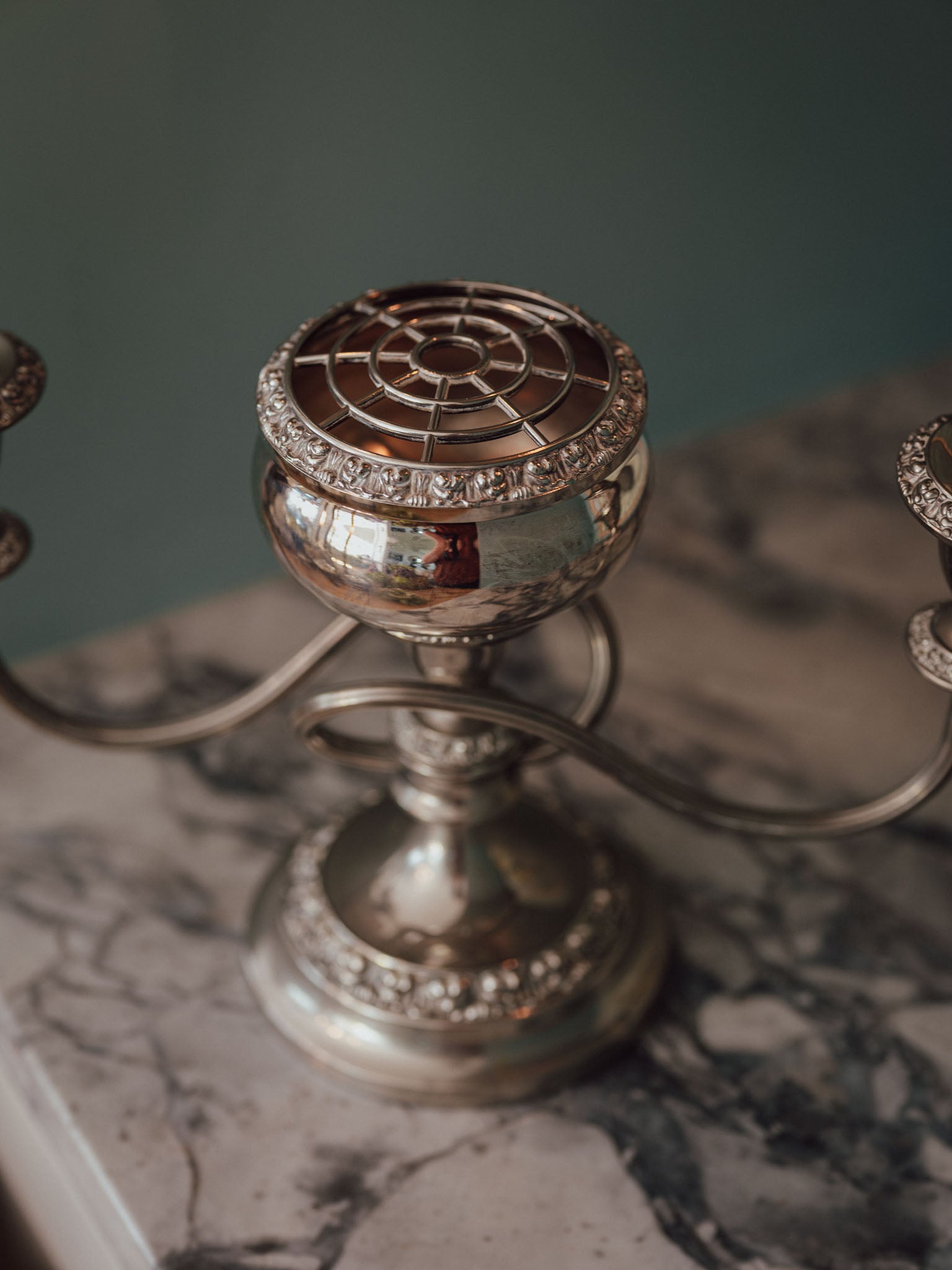 Ianthe England 3-Arm Candelabra with Flower Frog