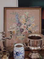 Vintage Framed Needlepoint - Floral Bouquet