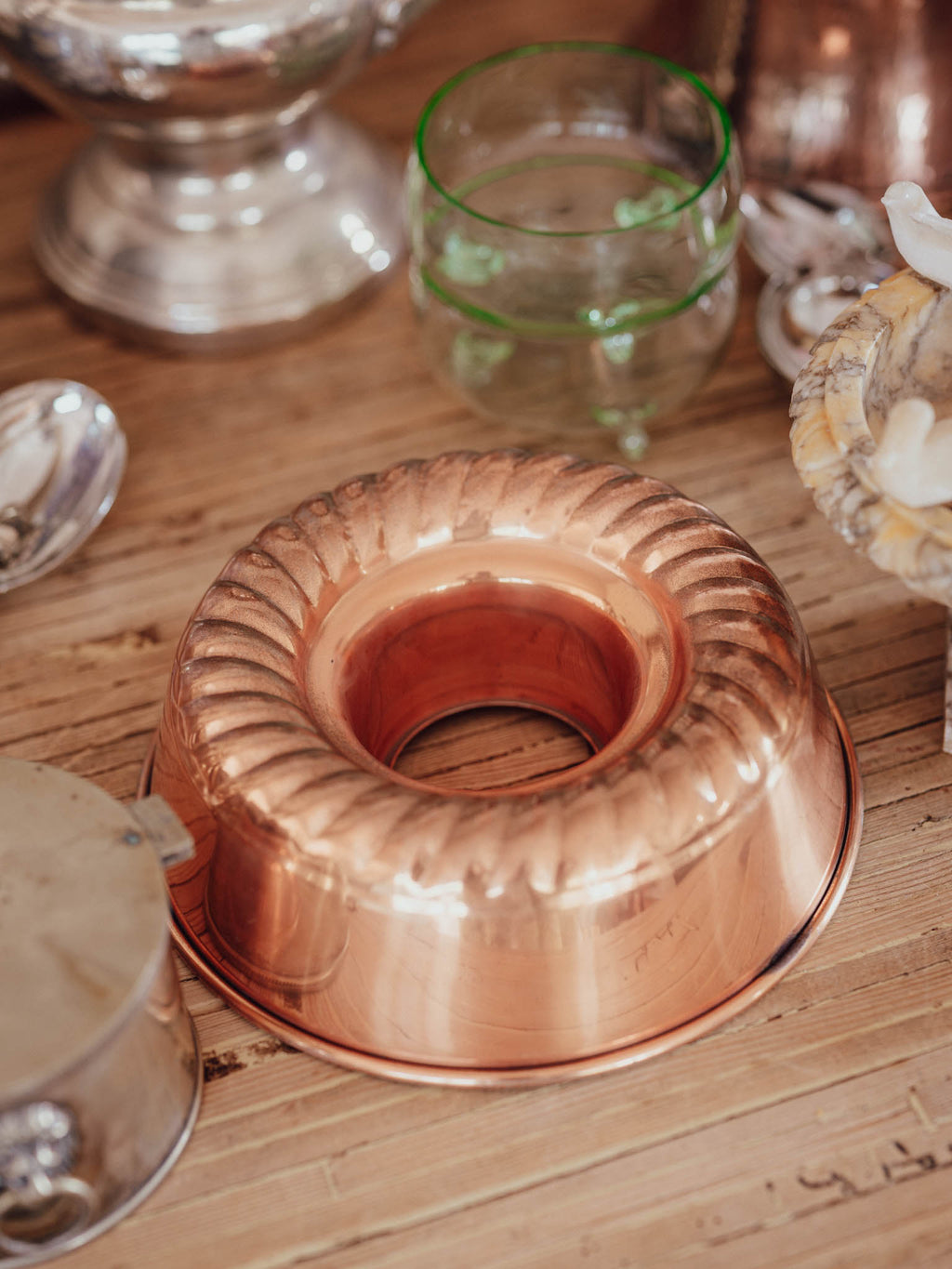 Vintage Tin Lined Copper Jelly Mould with Hanging Ring