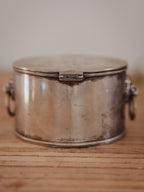 Antique Silver-Plated Trinket Box with Lion Ring Handles