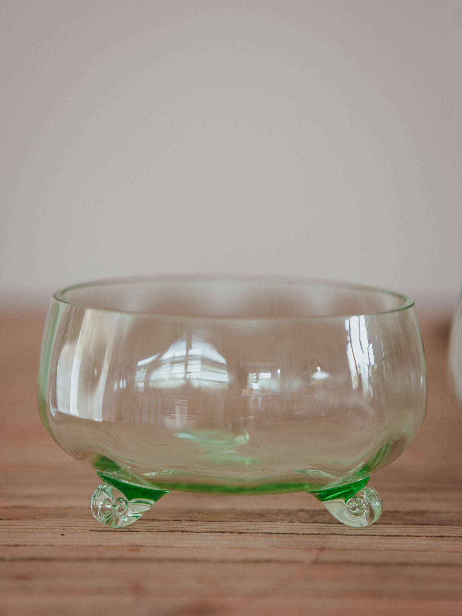Scrolled Feet Glass Dessert Bowls - Art Deco