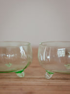 Scrolled Feet Glass Dessert Bowls - Art Deco