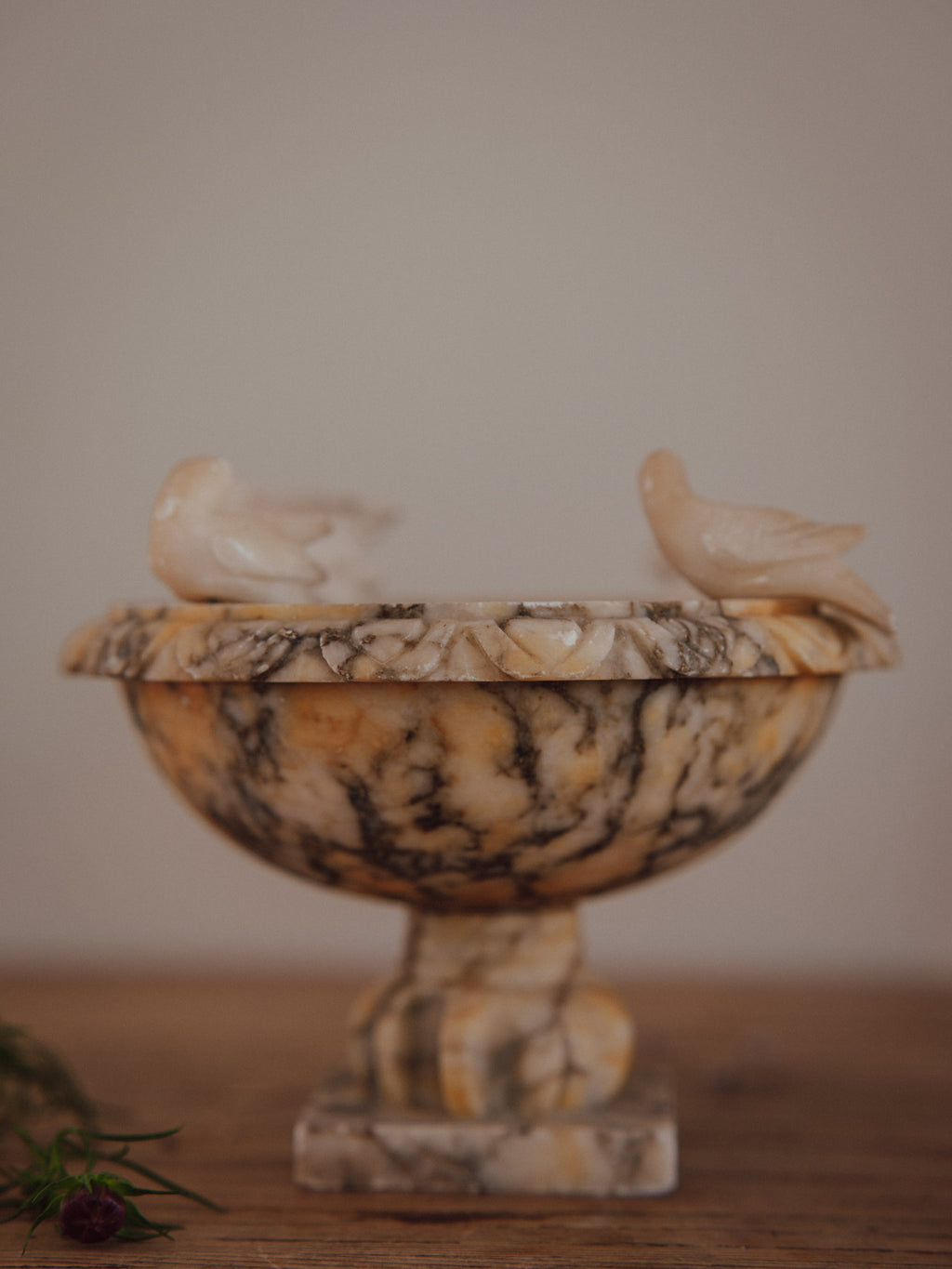 Vintage Alabaster Marble Bird Bath