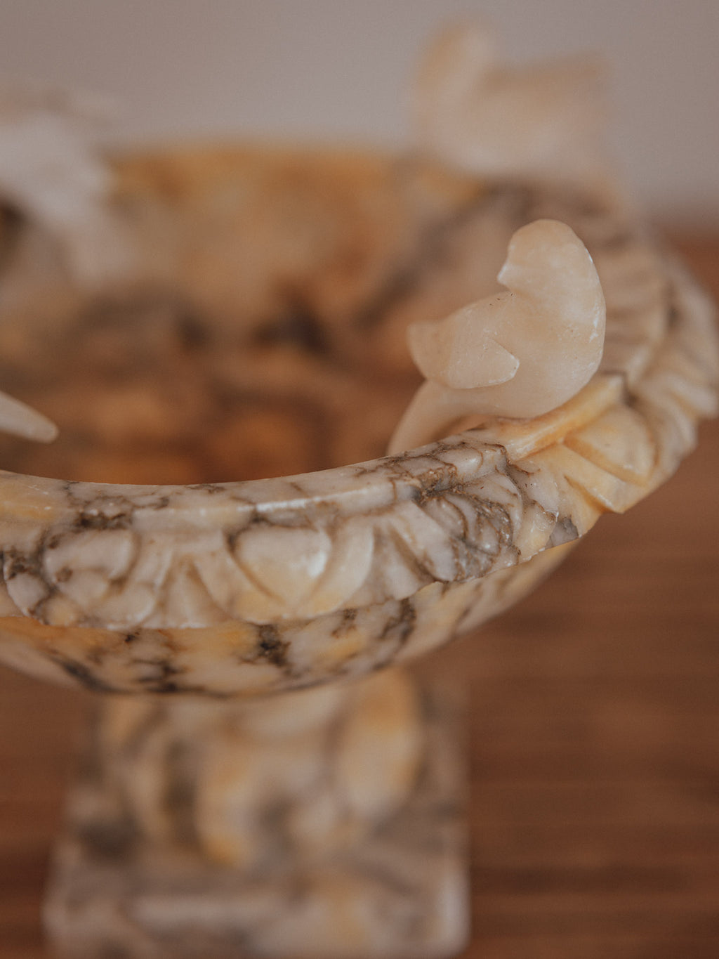 Vintage Alabaster Marble Bird Bath