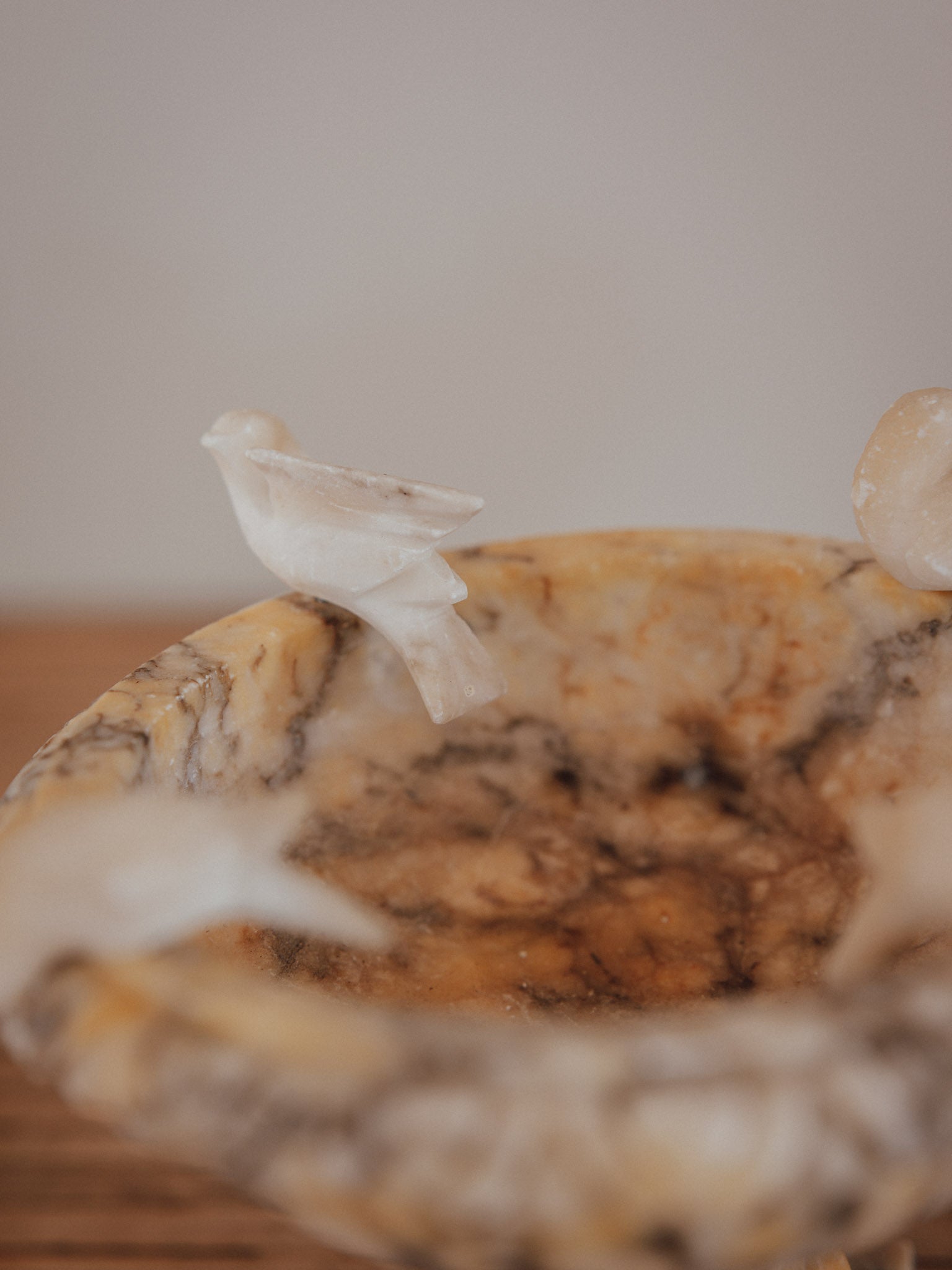 Vintage Alabaster Marble Bird Bath