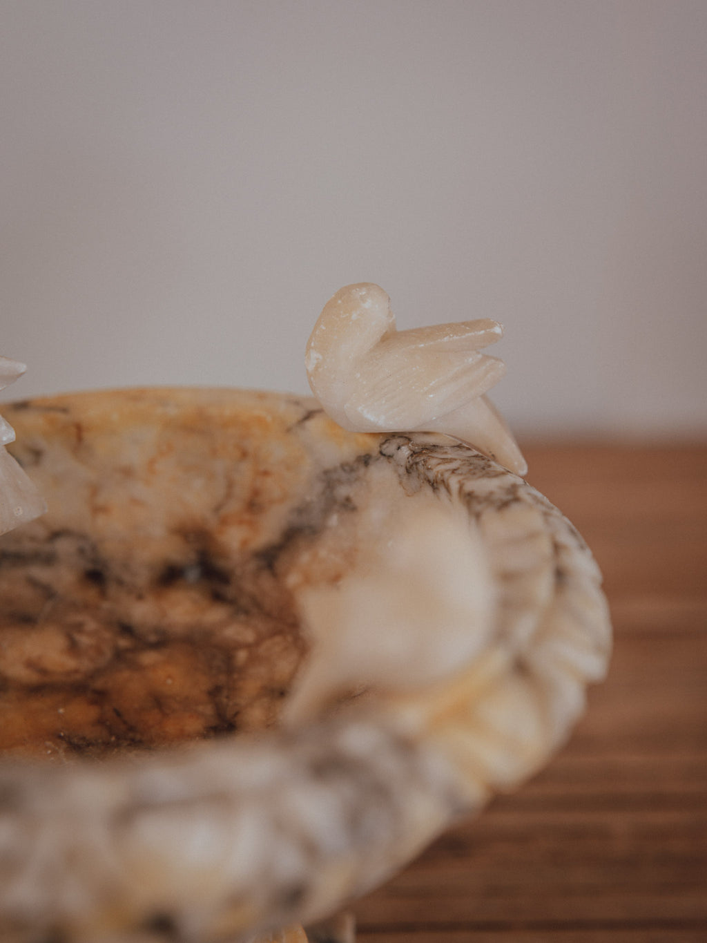 Vintage Alabaster Marble Bird Bath