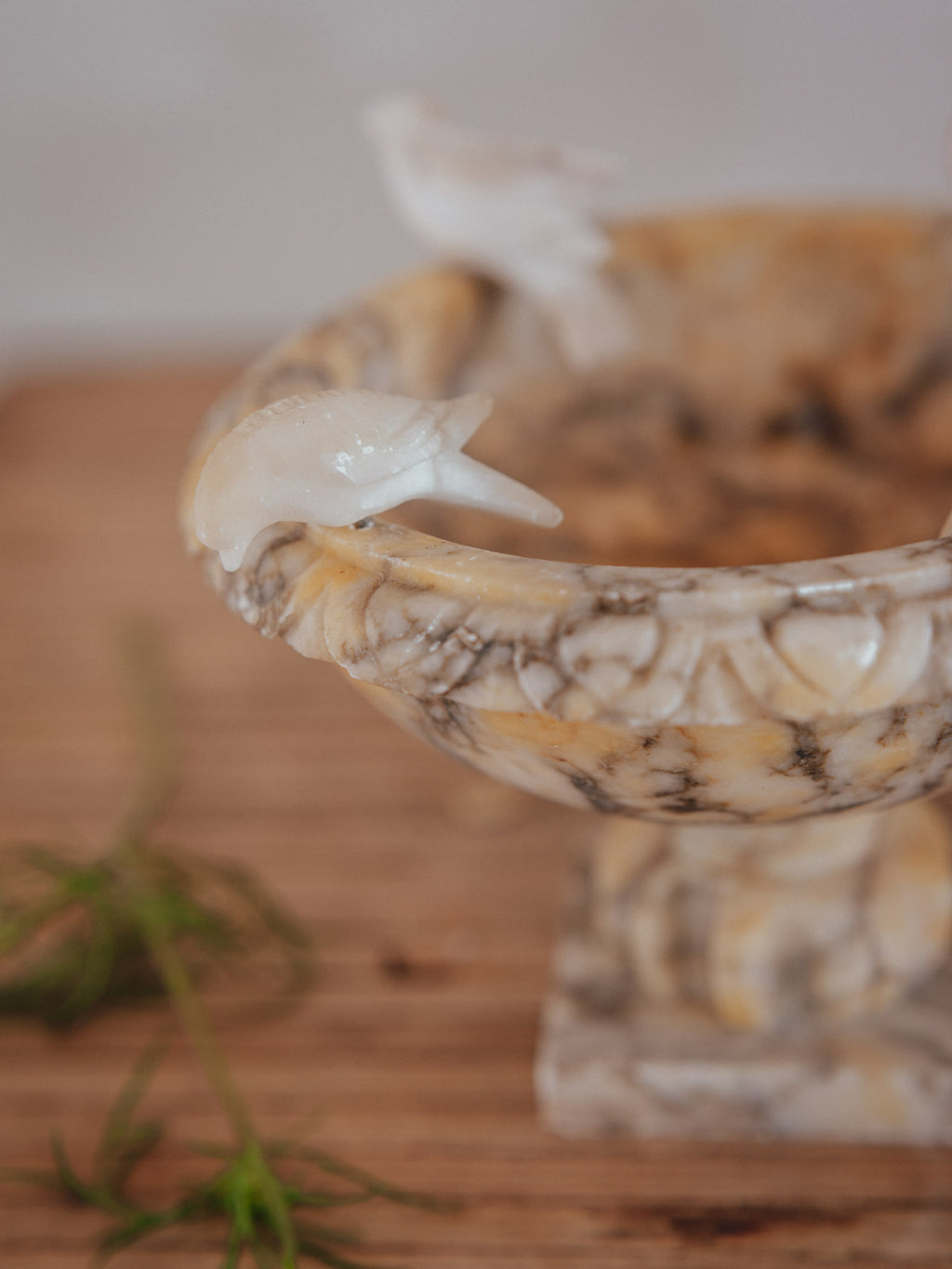 Vintage Alabaster Marble Bird Bath