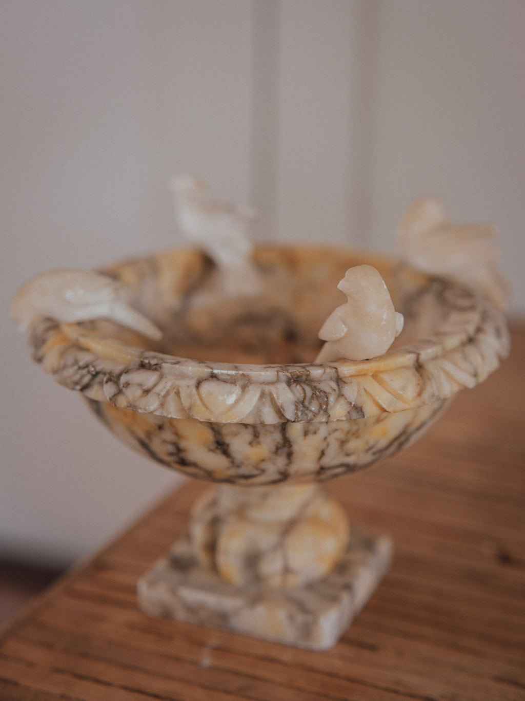 Vintage Alabaster Marble Bird Bath
