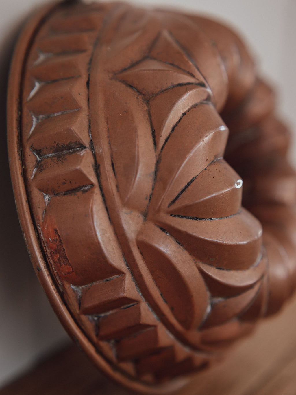 Antique Copper Jelly Mould with Hanging Ring