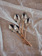 Hammered Copper & Stainless Steel Large Teaspoons (Set of 5)