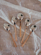 Hammered Copper & Stainless Steel Large Teaspoons (Set of 5)