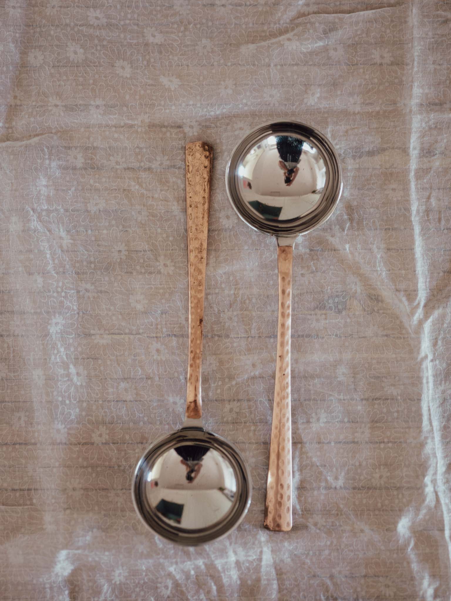 Hammered Copper & Stainless Steel Ladles (Pair)