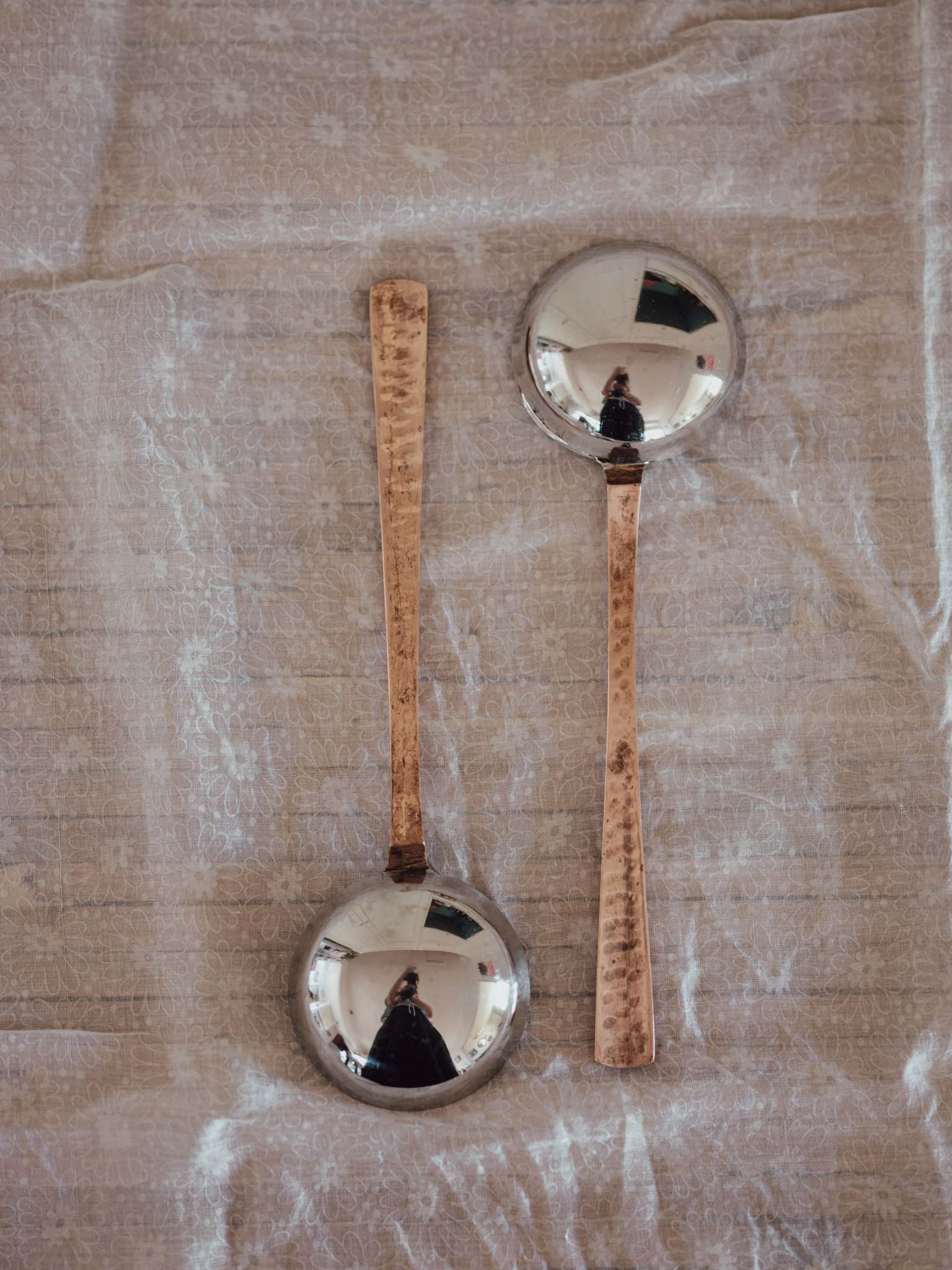Hammered Copper & Stainless Steel Ladles (Pair)