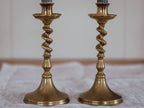 Pair of Brass Twisted Candle Holders