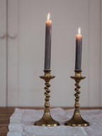 Pair of Brass Twisted Candle Holders