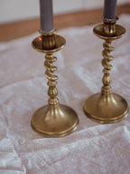 Pair of Brass Twisted Candle Holders