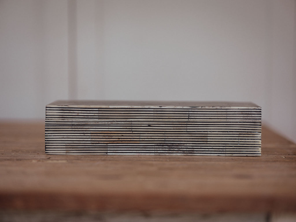 Vintage Bone Inlay Box with Lid