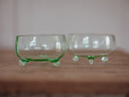 Scrolled Feet Glass Dessert Bowls - Art Deco