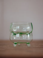 Scrolled Feet Glass Dessert Bowls - Art Deco