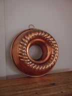 Vintage Tin Lined Copper Jelly Mould with Hanging Ring