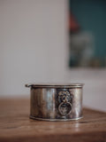 Antique Silver-Plated Trinket Box with Lion Ring Handles