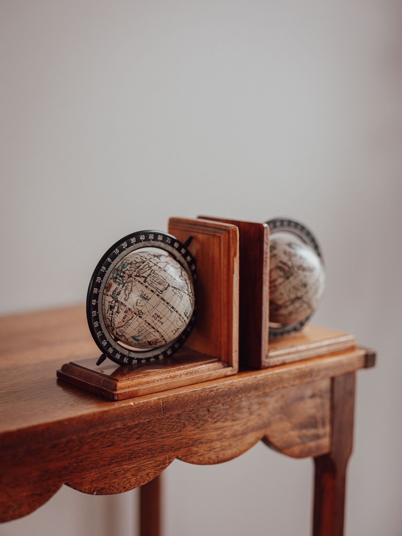 Wooden Globe Bookends