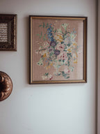 Vintage Framed Needlepoint - Floral Bouquet