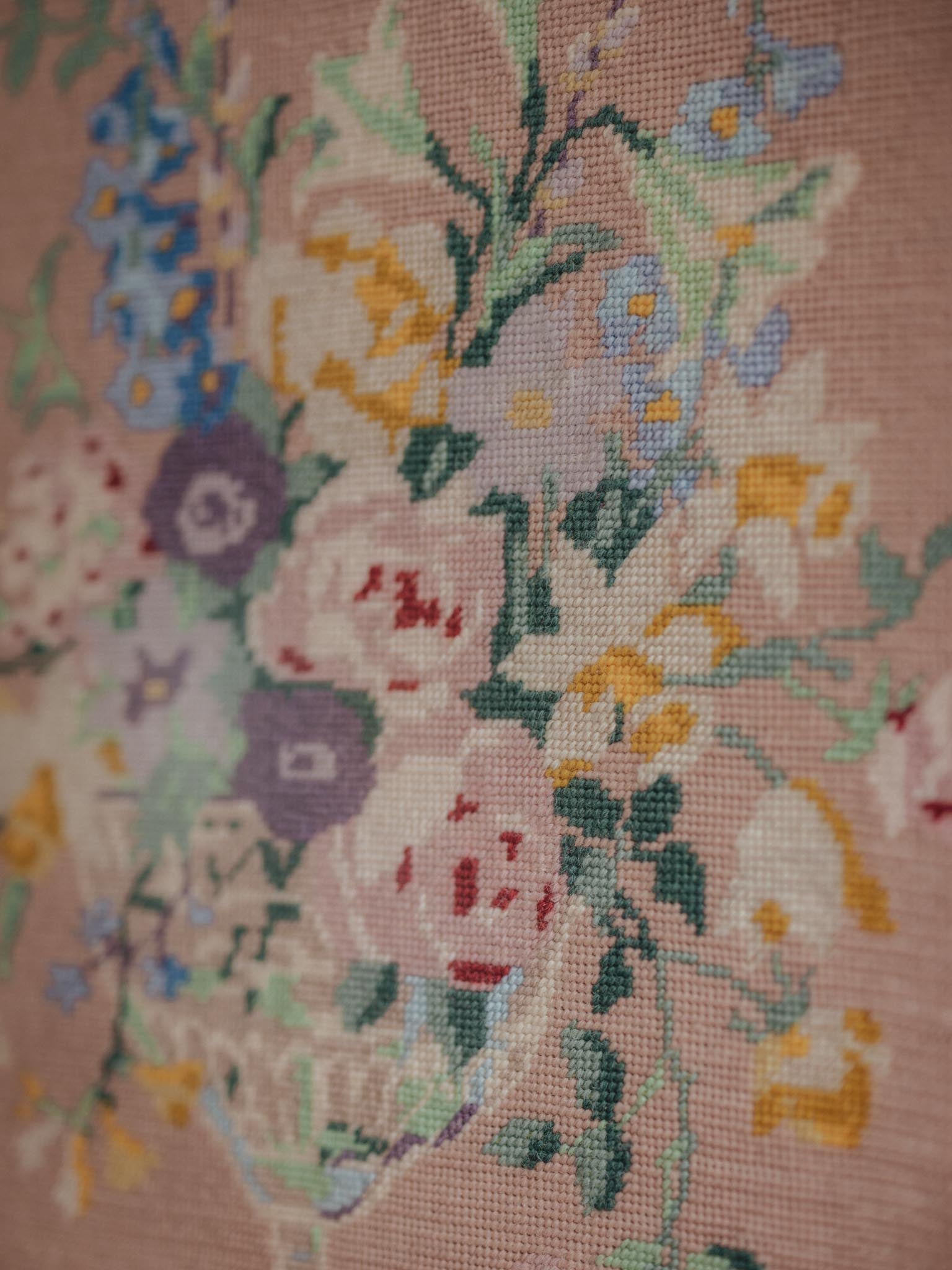 Vintage Framed Needlepoint - Floral Bouquet