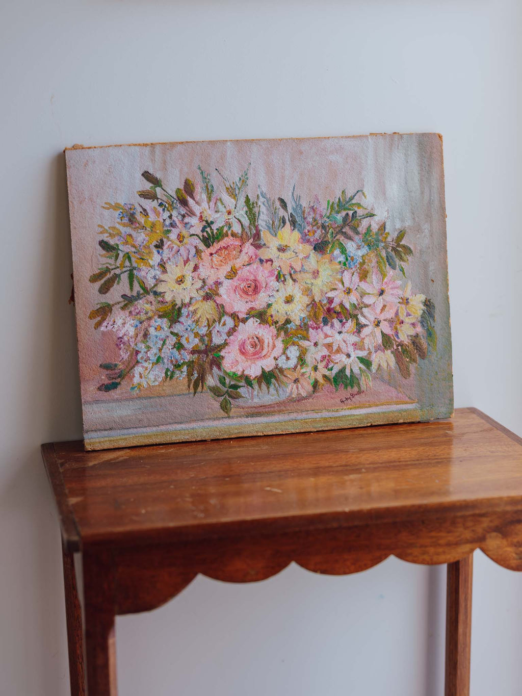 Vintage Floral Still Life Oil Painting