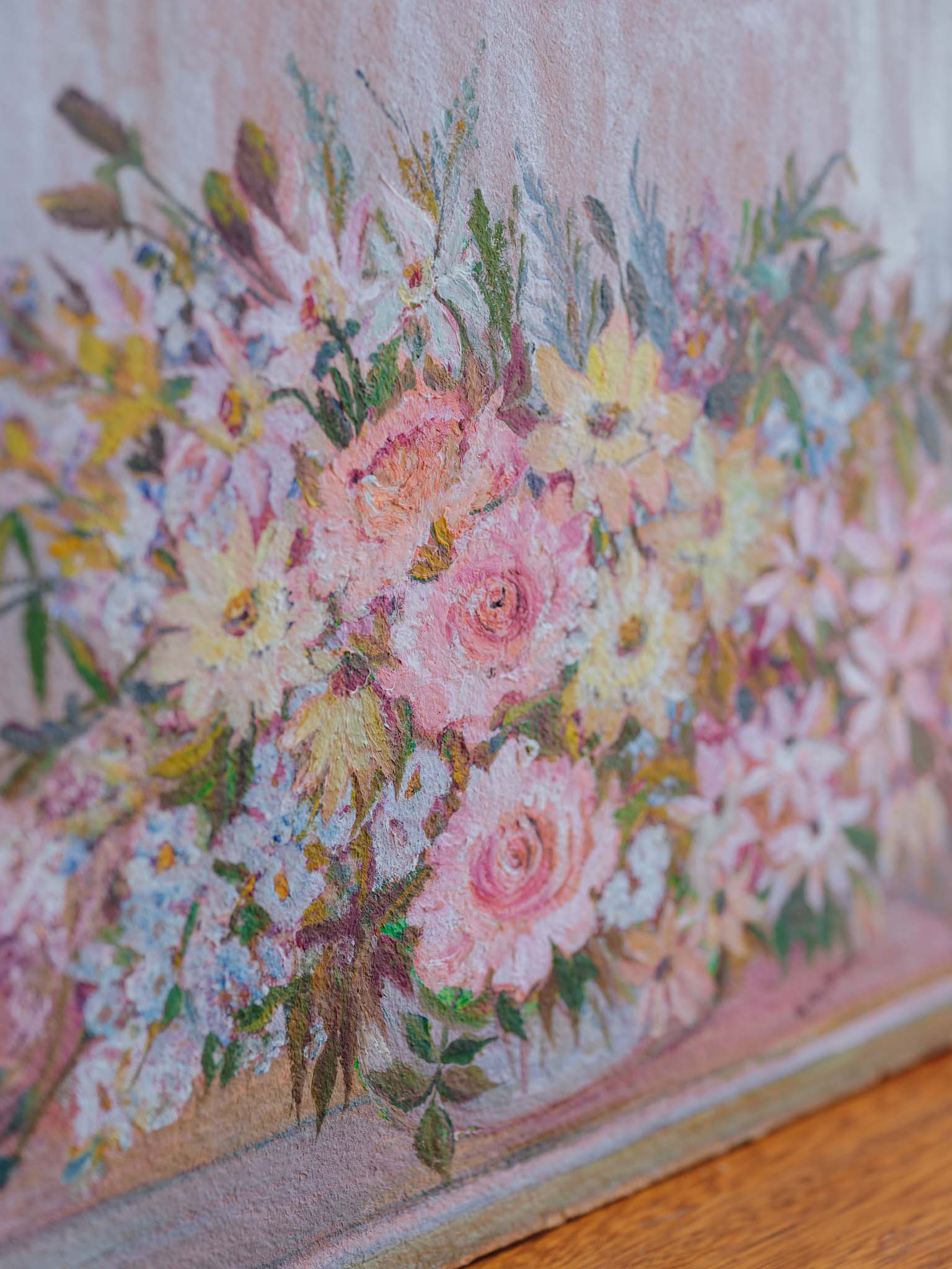 Vintage Floral Still Life Oil Painting