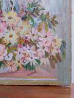 Vintage Floral Still Life Oil Painting