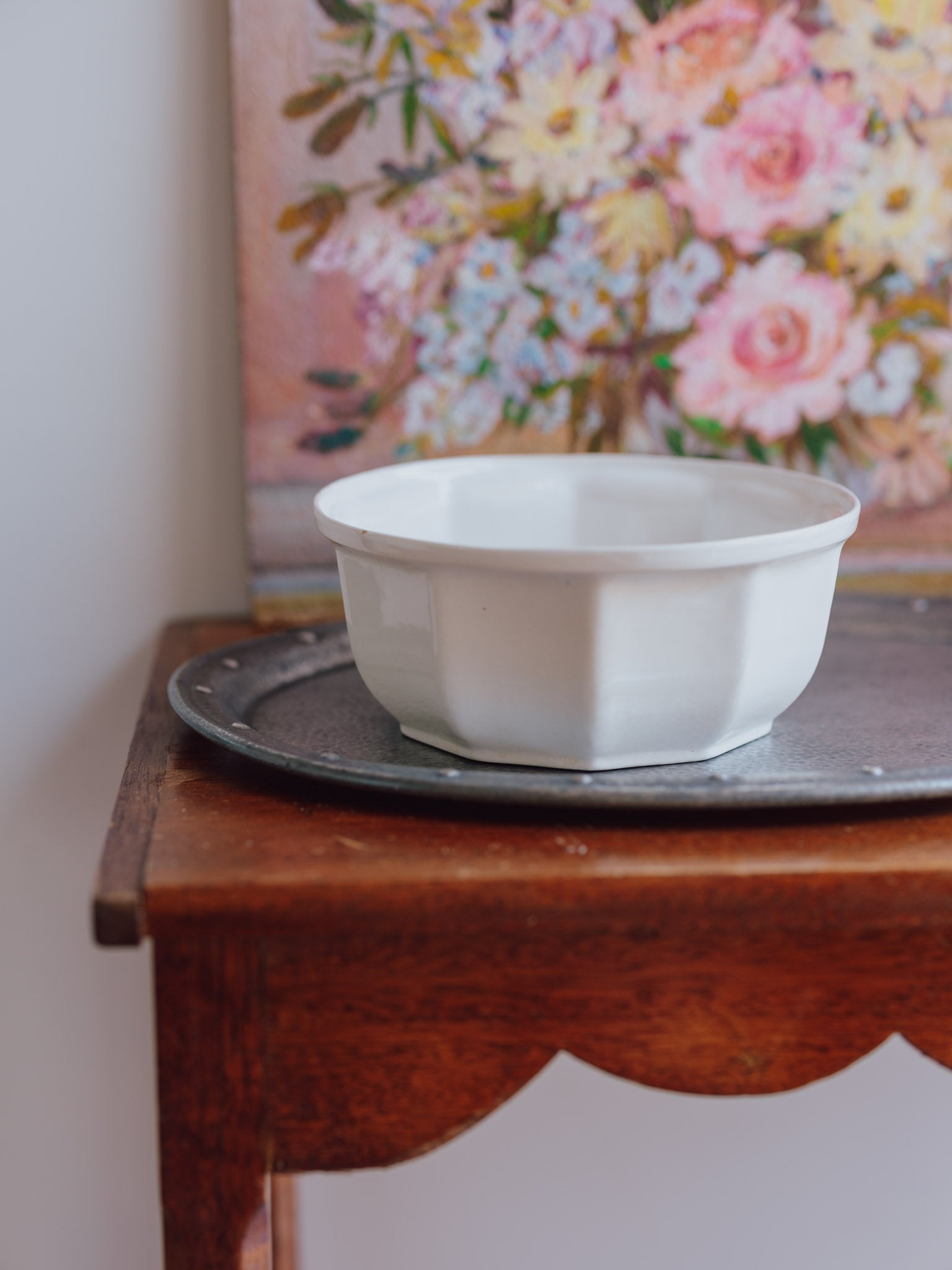 Studio Pottery Faceted White Bowl 1984
