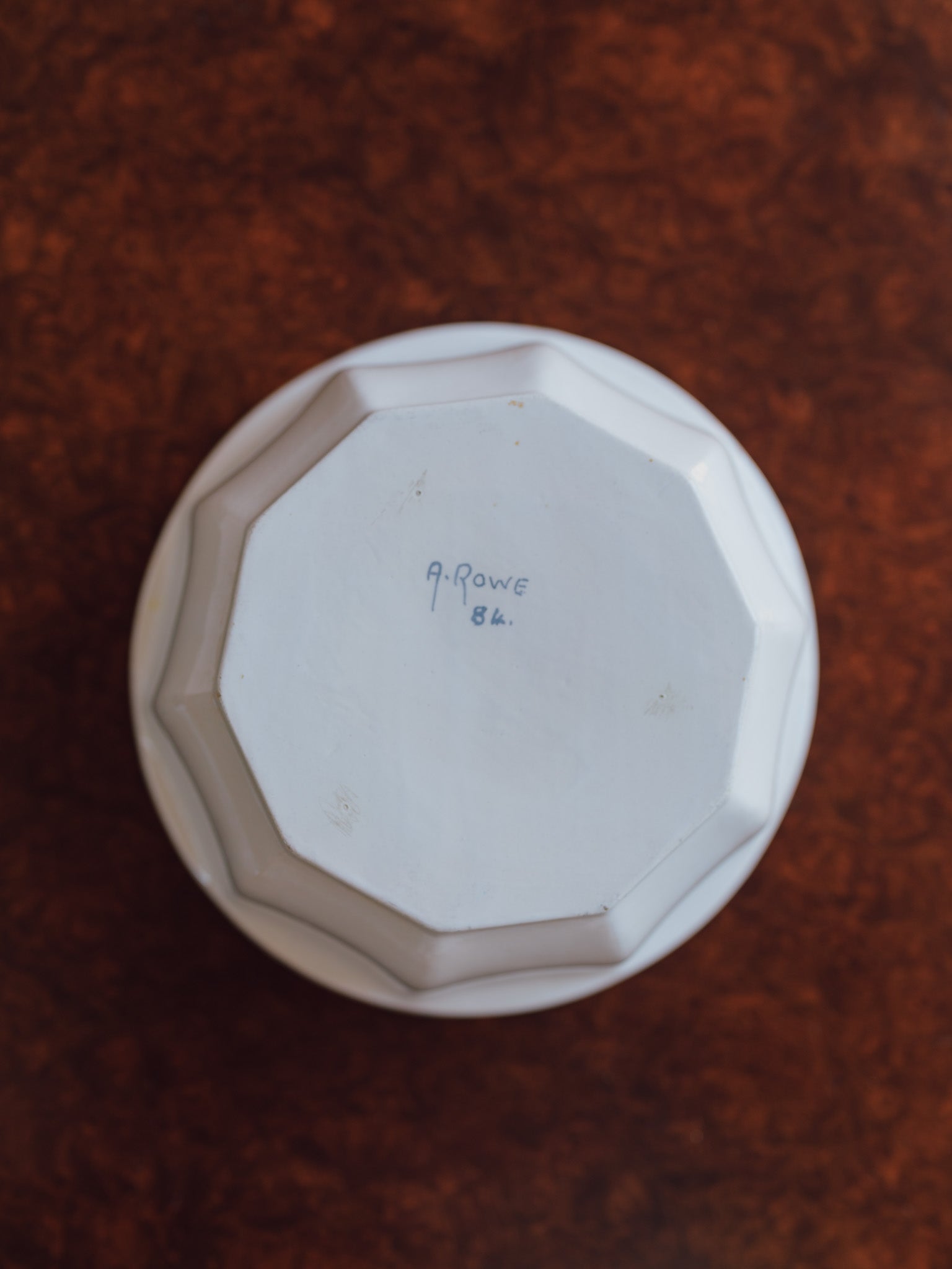 Studio Pottery Faceted White Bowl 1984