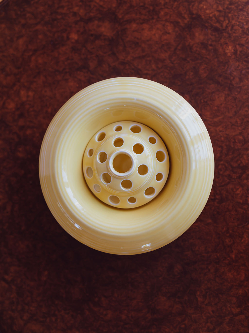 Crown Ducal Yellow Flower Bowl with Frog Insert