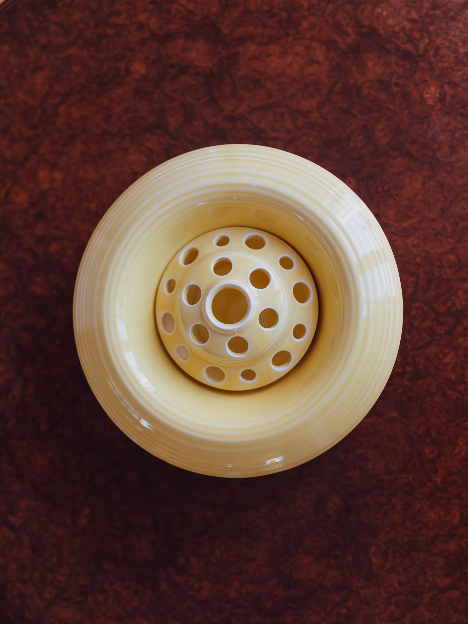 Crown Ducal Yellow Flower Bowl with Frog Insert