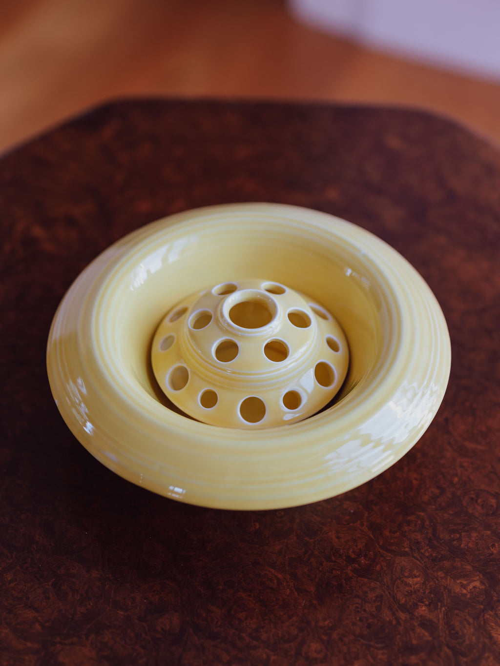 Crown Ducal Yellow Flower Bowl with Frog Insert