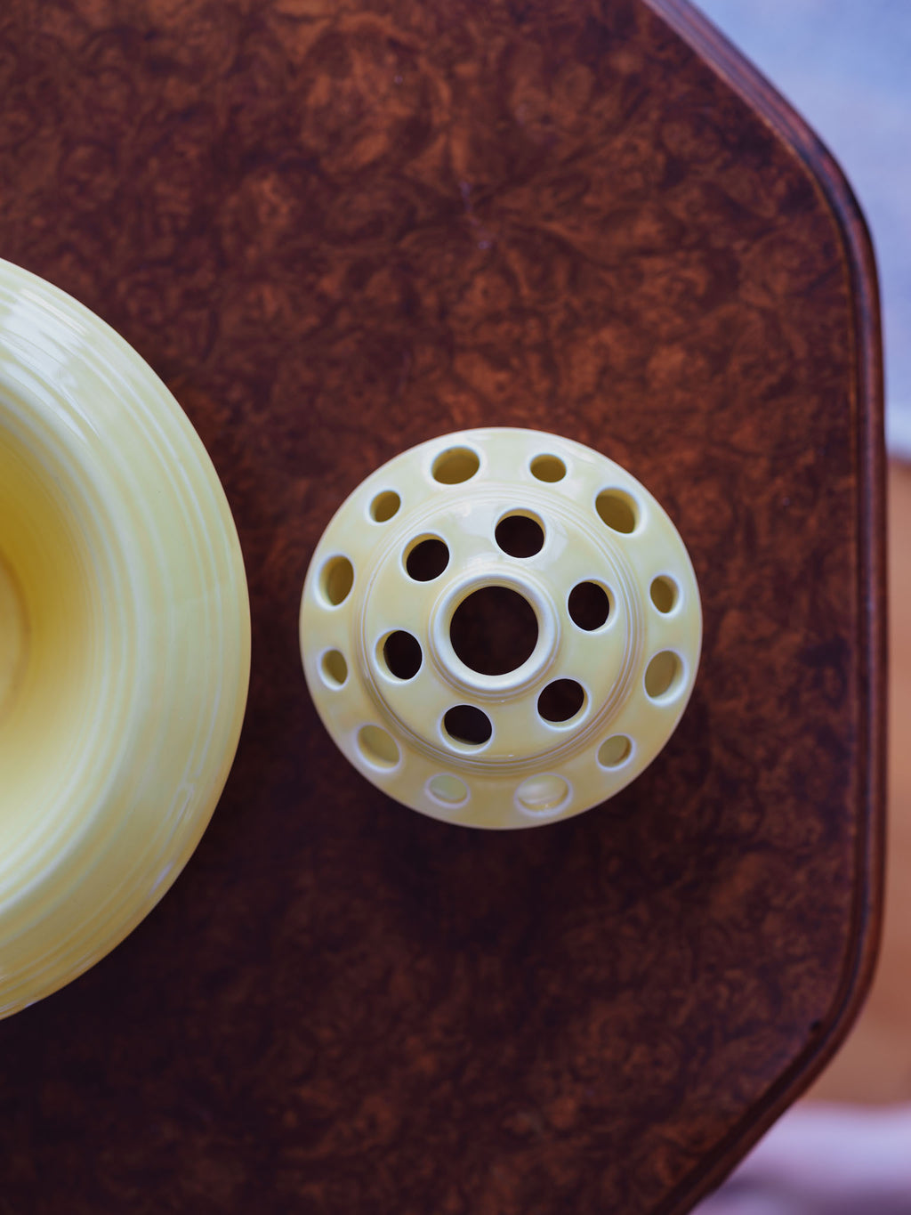 Crown Ducal Yellow Flower Bowl with Frog Insert