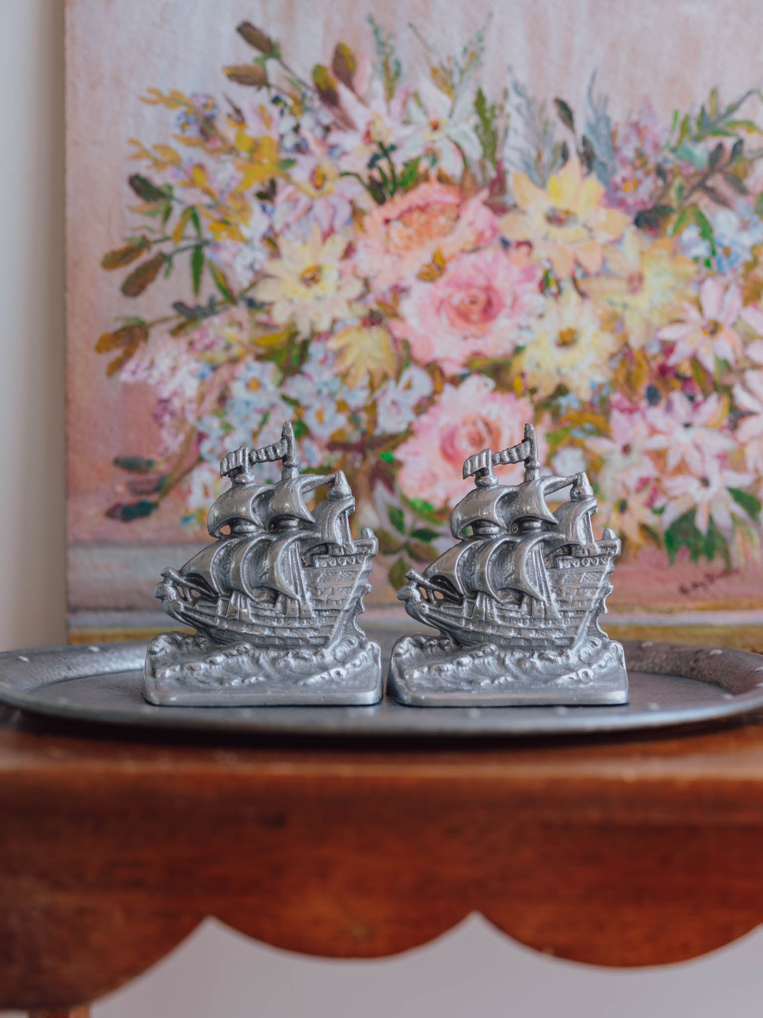 Vintage Sailing Ship Bookends - Made in NZ